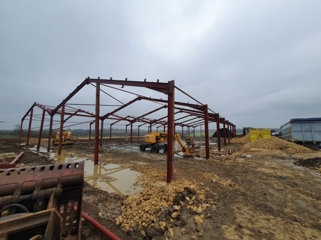 bespoke structural steel project at a pig farm in Leicestershire